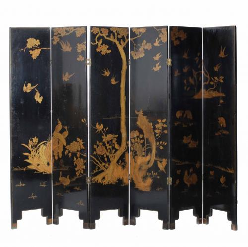 CHINESE SIX-LEAF FOLDING SCREEN, SECOND HALF OF THE 20TH CE