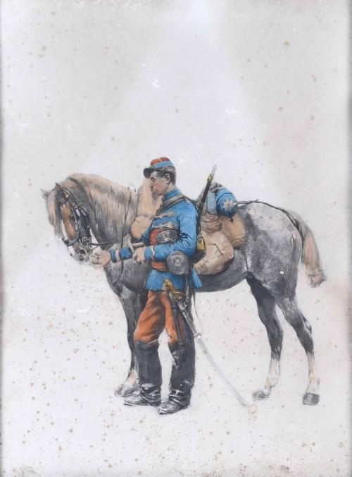 JOSEP MARIA LLOPIS DE CASADES (1886-1915). "SOLDIER WITH A HORSE".