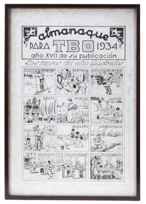 JEAN RAPSOMANIKIS (1885-1937). ILUSTRACIÓN ORIGINAL PARA  EL ALMANAQUE DE TBO, 1934.