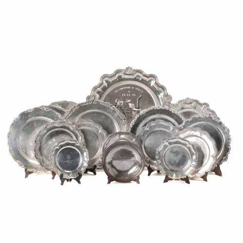 SIXTEEN PERUVIAN SILVER DISHES, SECOND HALF OF THE 20TH CENTURY.