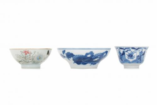 THREE CHINESE BOWLS, 19TH - 20TH CENTURIES.