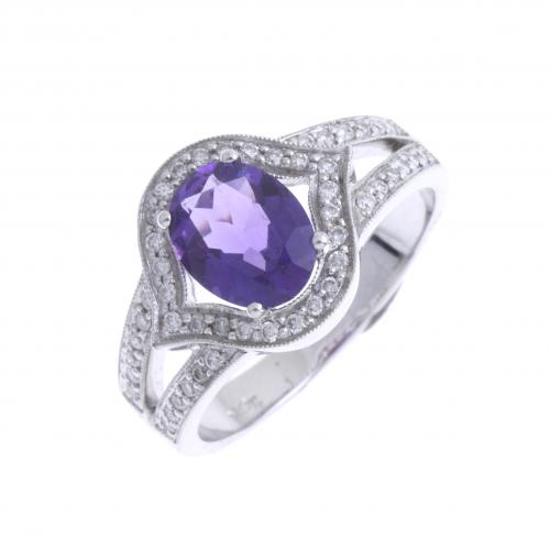 AMETHYST RING WITH DIAMONDS.