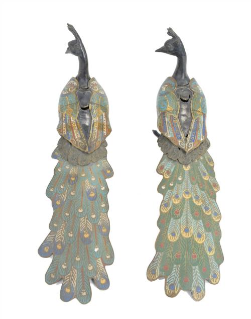 PAIR OF CHINESE PEACOCKS, MID 20TH CENTURY.