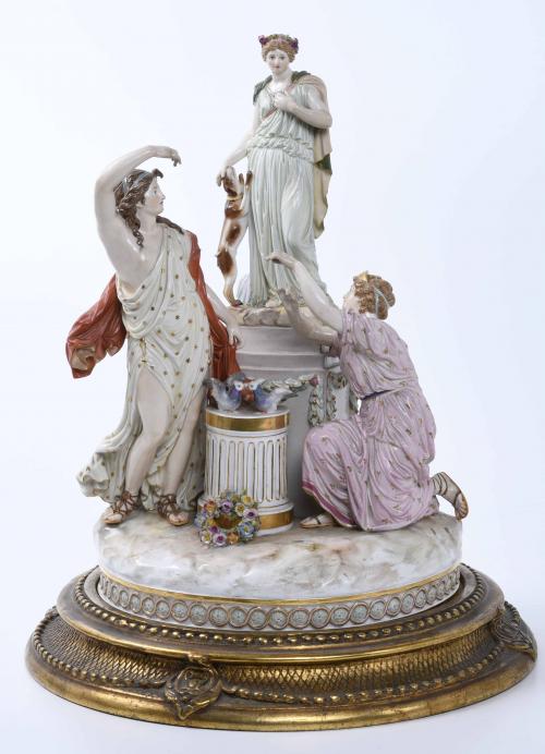 MEISSEN. LARGE GERMAN DECORATIVE CENTREPIECE WITH MYTHOLOGI