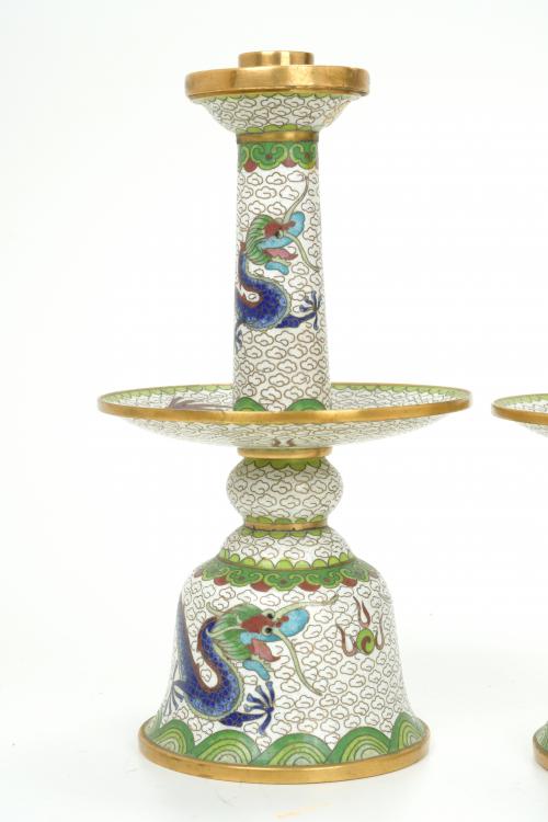 PAIR OF CHINESE CANDLESTICKS, CIRCA 1920.