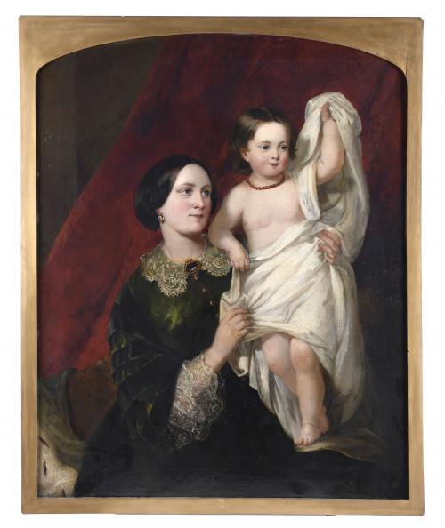 ENGLISH SCHOOL, MID 19TH CENTURY. GEORGE HAYTER'S CIRCLE "MOTHER WITH CHILD". 