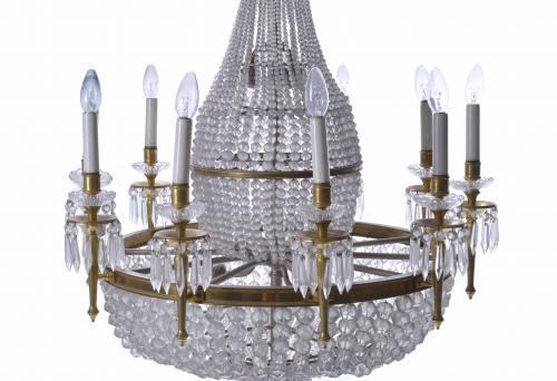 LARGE SPANISH EMPIRE STYLE CEILING LAMP, FIRST HALF OF THE 