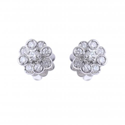 DIAMONDS ROSETTE EARRINGS.