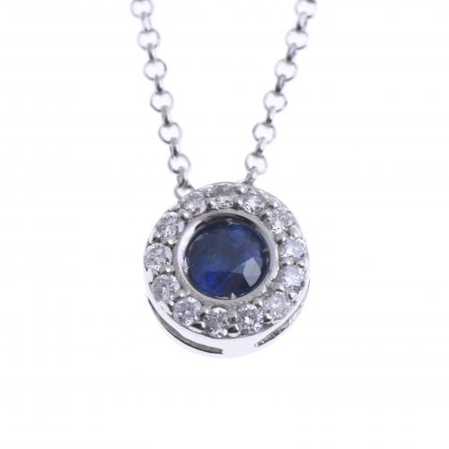 PENDANT AND CHAIN WITH SAPPHIRE.