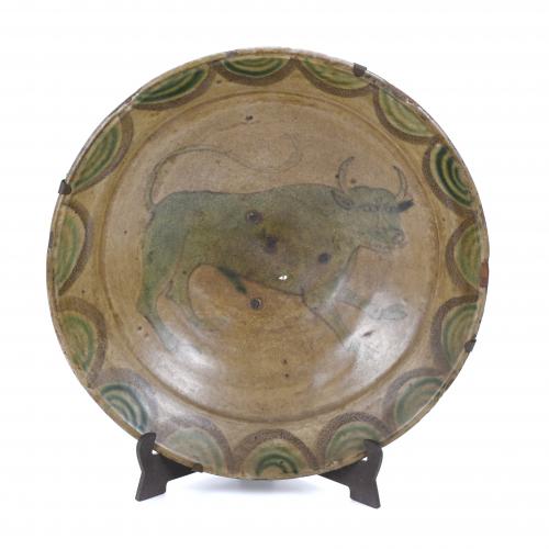 MUEL EARTHENWARE DISH, 19TH CENTURY.