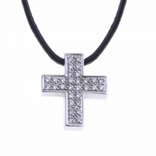 WHITE GOLD CROSS PENDANT.