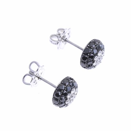 RABAT JEWELLERS. BLACK & WHITE ROSETTE BORDER EARRINGS.