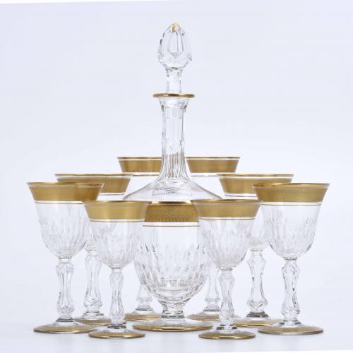 SET OF "SAINT LOUIS" CRYSTALWARE GLASSES, FRANCE, MID 20TH CENTURY.