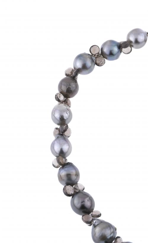 TAHITI PEARLS AND SMOKY QUARTZ NECKLACE.