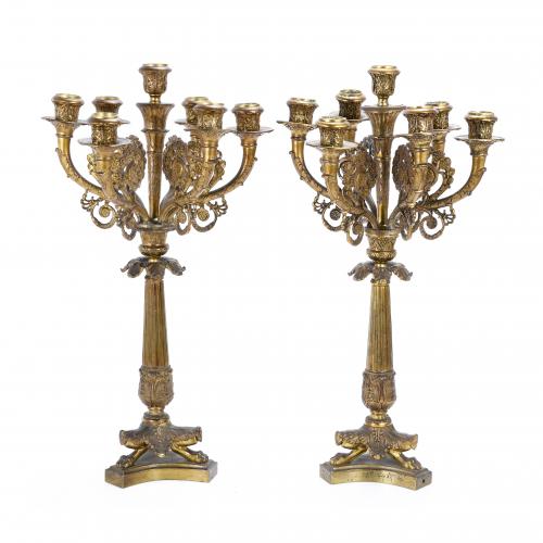 PAIR OF FRENCH CANDLEBRA, NAPOLEON III STYLE, 20TH CENTURY.