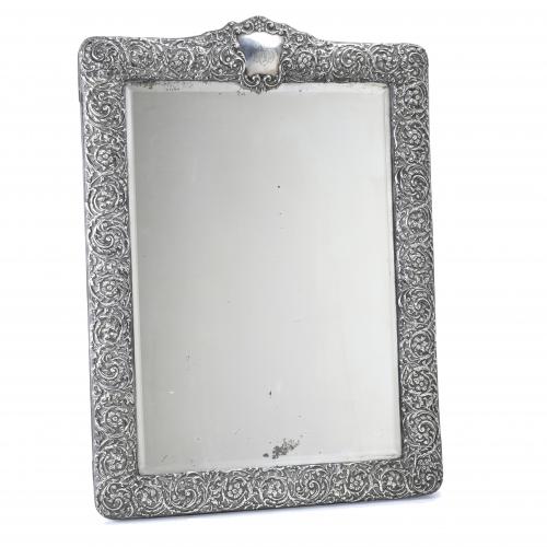 SILVER TABLE OR WALL MIRROR, SECOND HALF 20TH CENTURY.