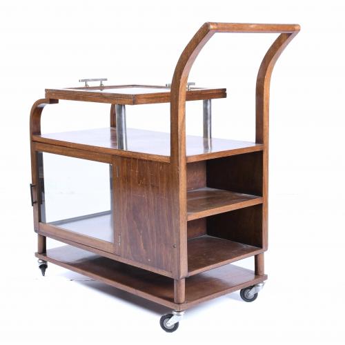 ART DECO STYLE SERVICE TROLLEY, SECOND HALF 20TH CENTURY.