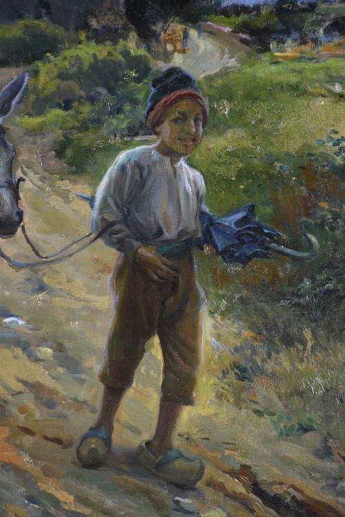 JOAN BAIXAS I CARRETER (1863-1925). "NIÑOS CON BURRO", 1915.