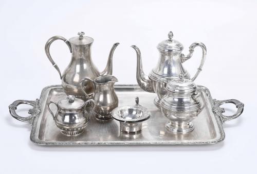 SPANISH COFFEE AND TEA SET FROM DIFFERENT MODELS IN SILVER, SECOND HALF AND MID 20TH CENTURY.