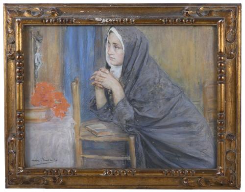 ARCADI MAS I FONDEVILA (1852-1934). "MONJA EN ORACIÓN".