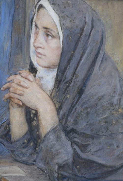 ARCADI MAS I FONDEVILA (1852-1934). "MONJA EN ORACIÓN".