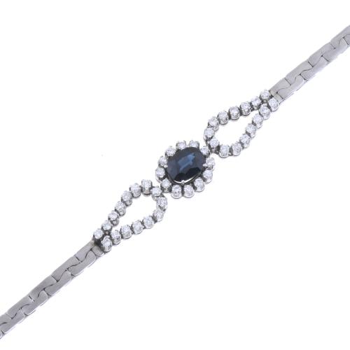 PULSERA EN PLATINO CON ZAFIRO Y DIAMANTES.