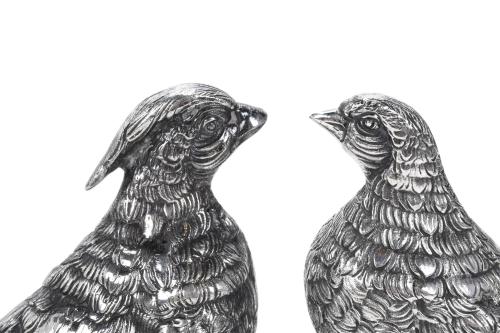 SPANISH DOVE AND PHEASANT IN SILVER, MID 20TH CENTURY.