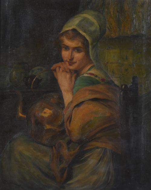 RUDOLF JELINEK (1880-1944). "AU CHEMINÉE" (A LA CHIMENEA).