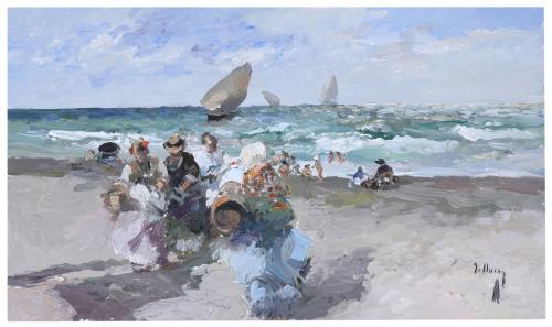 JOSÉ LUIS CHECA (1950).  "ESCENA DE PLAYA".