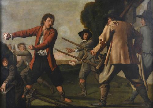 17TH CENTURY FRENCH SCHOOL. CIRCLE OF THE LE NAIN BROTHERS. "THE DISPUTE".