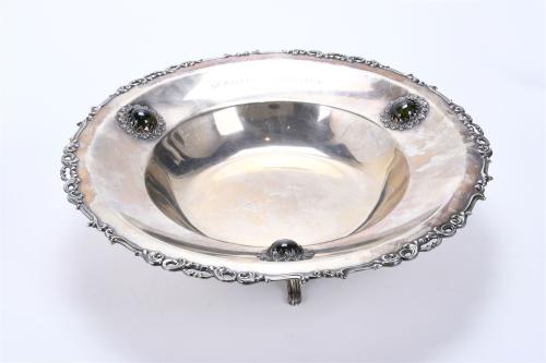 TWO PERUVIAN SILVER CENTREPIECES AND JEWELLERY BOX, SECOND 