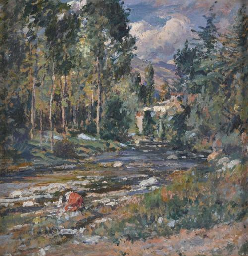 SEGUNDO MATILLA MARINA (1862-1937). "FIGURE BY THE RIVER", 1905?.