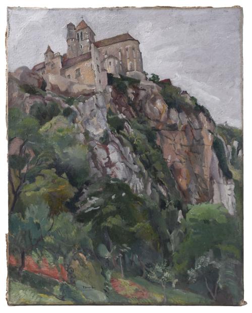 PERE DAURA (1896-1976). "VISTA DE SAINT-CIRQ-LAPOPIE", DÉCA