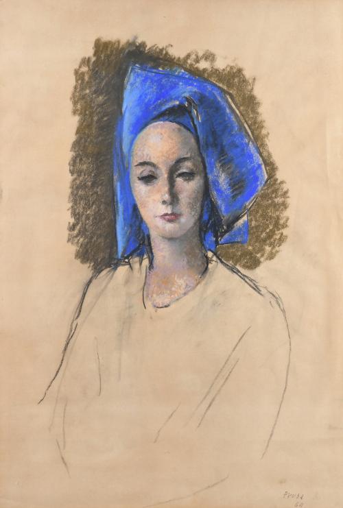 PERE PRUNA OCERANS (1904-1977). "WOMAN WITH A BLUE TURBAN",