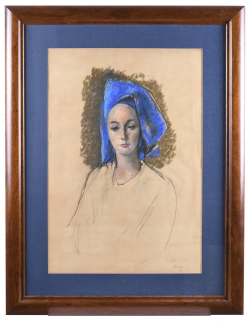 PERE PRUNA OCERANS (1904-1977). "WOMAN WITH A BLUE TURBAN",