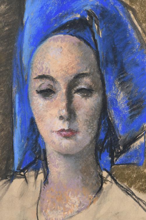 PERE PRUNA OCERANS (1904-1977). "MUJER CON TURBANTE AZUL", 