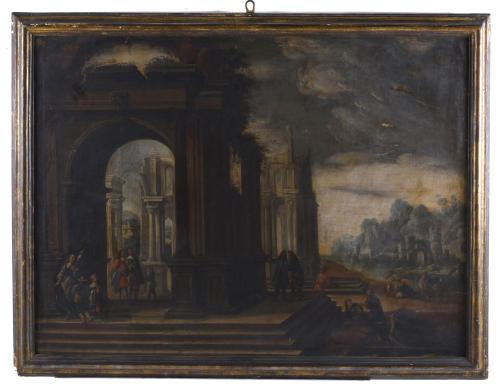 ATRIBUIDO AL CÍRCULO DE VICENTE GINER (1640-1680). "CAPRICHO ARQUITECTÓNICO".