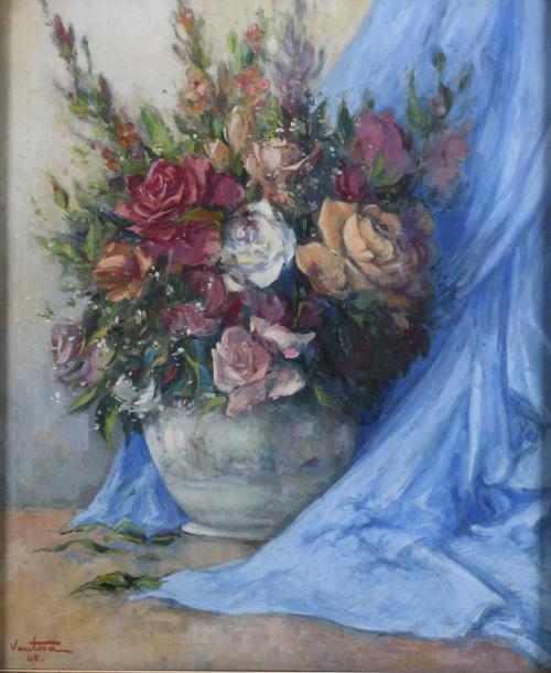 JOSEP VENTOSA DOMÈNECH (1897-1982). "JARRÓN CON FLORES", 19