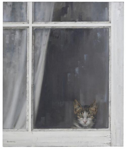 LLUÍS GALLART Y GARCIA (1922-1985). "GATO ASOMADO A LA VENTANA".