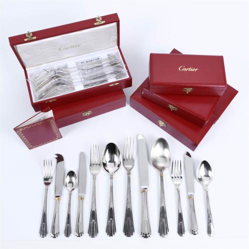 CARTIER. TWELVE-SERVICE CUTLERY SET, "LA MAISON DE LOUIS CARTIER" MODEL.