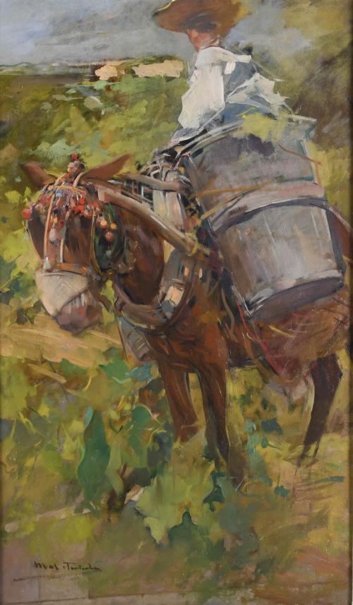 ARCADI MAS I FONDEVILA (1852-1934). "GRAPE HARVESTER WITH A DONKEY".