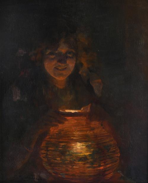 LLUÍS GRANER (1863-1929) "GIRL WITH A LANTERN".