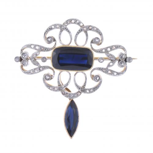 BELLE ÉPOQUE STYLE BROOCH IN TWO-TONE GOLD WITH DIAMONDS.