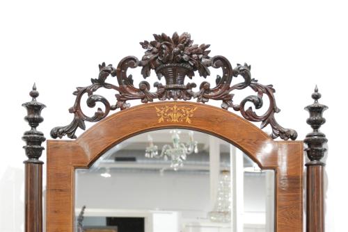 LARGE ELIZABETHAN "PSIQUÉ-TRÈMOL" MIRROR, 19TH CENTURY.