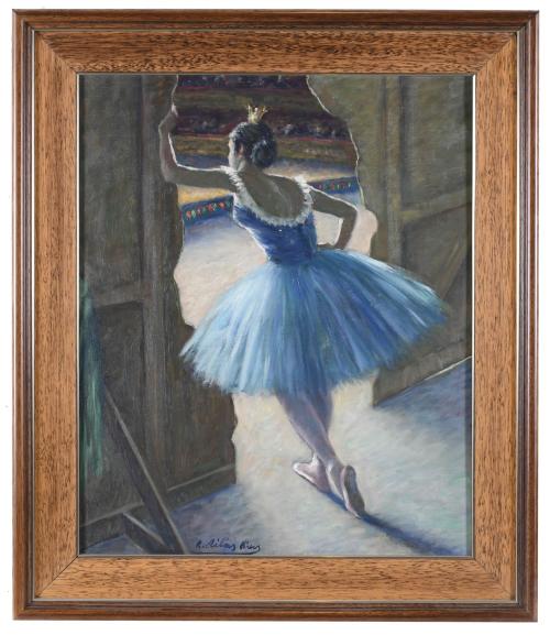 RAMON RIBAS RIUS (1903 - 1983). "DANCER AT THE BACKSTAGE".