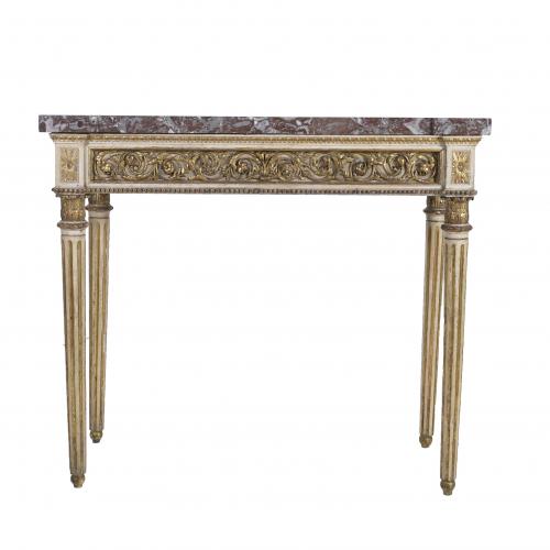 FRENCH CONSOLE TABLE, LOUIS XVI STYLE, LATE 19TH - EARLY 20TH CENTURY.