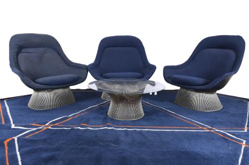 WARREN PLATNER (1919-2006). SET OF THREE ARMCHAIRS AND A CO