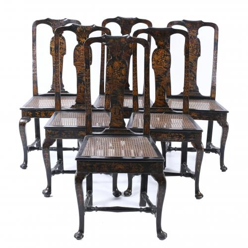 SET OF SIX QUEEN ANNE STYLE CHAIRS, LATE 18TH CENTURY- EARLY 19TH CENTURY.