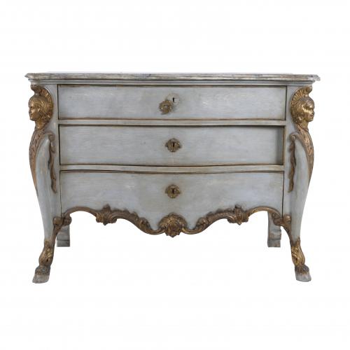 PROBABLY ITALIAN CHEST OF DRAWERS, LOUIS XV STYLE, FIRST HALF OF THE 20TH CENTURY.