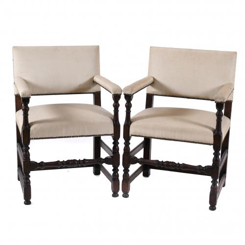 PAIR OF SPANISH BAROQUE STYLE CHAIRS, LATE 19TH CENTURY.